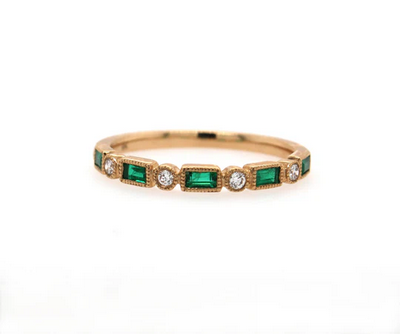 Emerald Baguette and Diamond ring