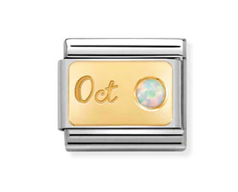 October plate with White Opaline Birthstone Charm