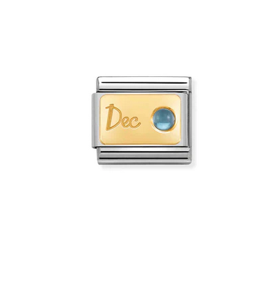 December plate with Light Blue Topaz Birthstone Charm