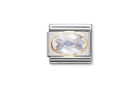 White Faceted Cubic Zirconia  Charm