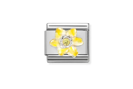 Yellow narcissus enamel flower Charm