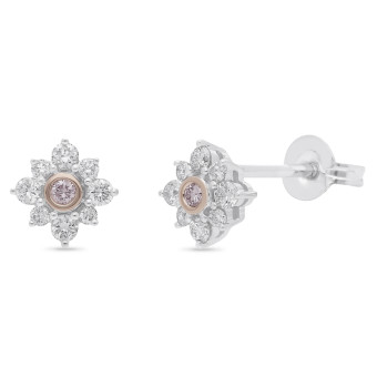 Pink and White Diamond Studs