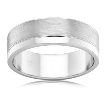 White Gold Two Tone Band - Size W