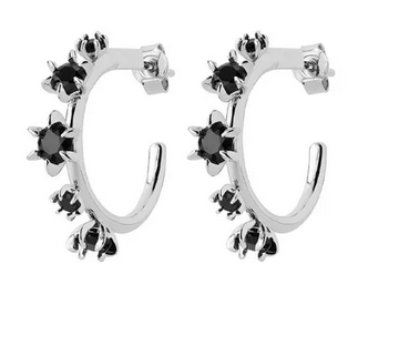 Baroque Earrings Silver Onyx