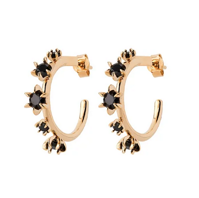 Baroque Earrings Gold-Plated Onyx