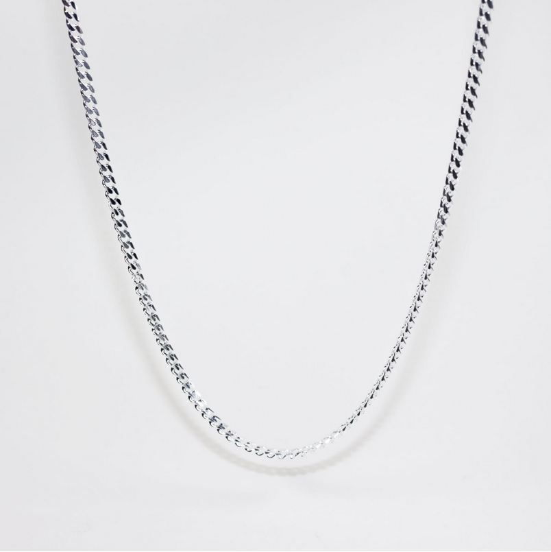 Bevelled Diamond Cut Curb Chain – Sterling Silver – 55cm