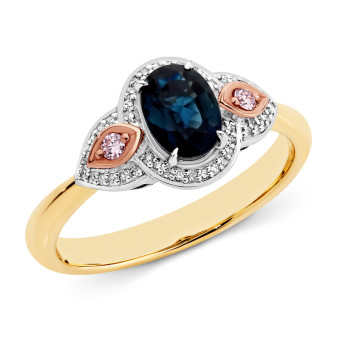 Sapphire and Pink Diamond ring