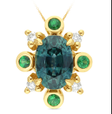 Green Tsavorite and Diamond Pendant
