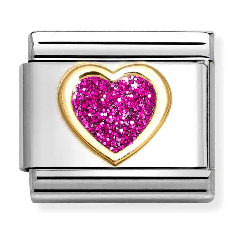 Pink Glitter Heart charm