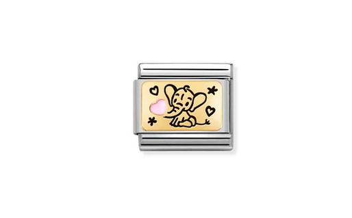 Elephant and Pink Heart Charm