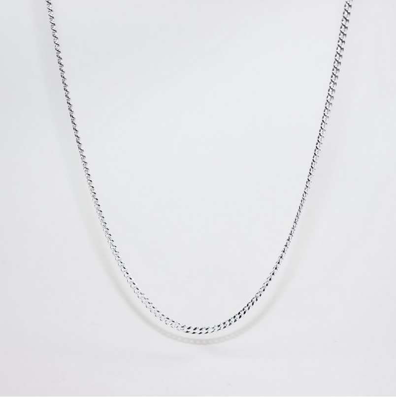 Sterling Silver Bevelled Diamond Cut Curb Chain – 55cm