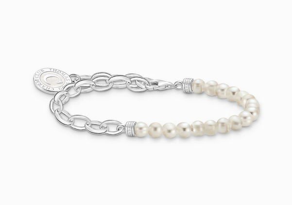 Fresh Water Pearl and Belcher Bracelet - SS - 19cm