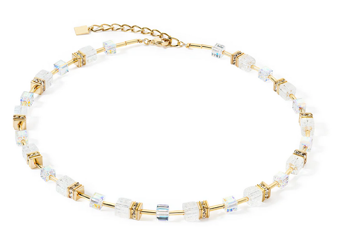 Gold & White Rock Crystals Necklace