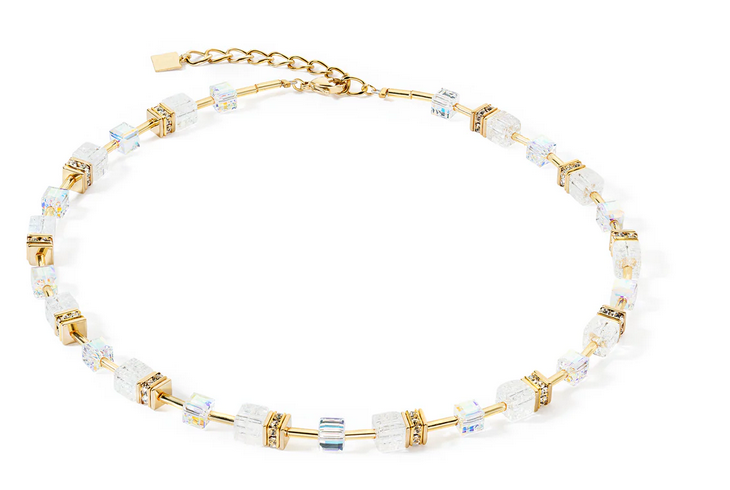 Gold & White Rock Crystals Necklace - GP