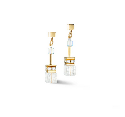 Gold & White Rock Crystals Earrings