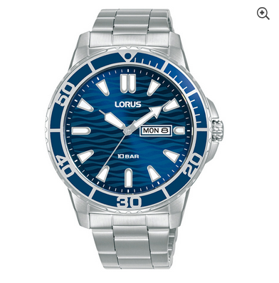 Mens Sports watch - Stainless bracelet - Blue