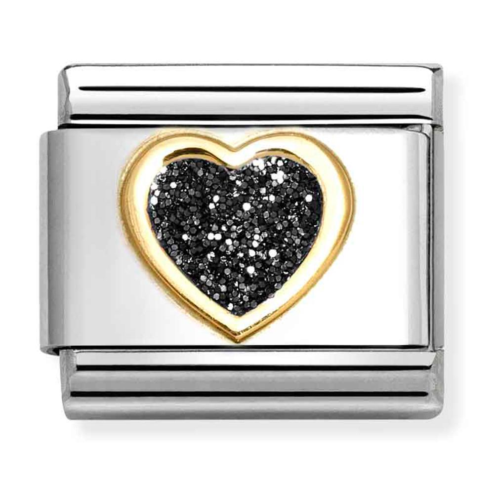 Black Glitter Heart on stainless steel.