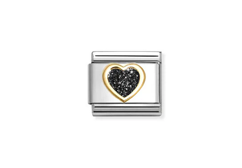 Black Glitter Heart on stainless steel.
