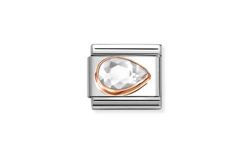 Faceted Tear Drop White CZ Charm