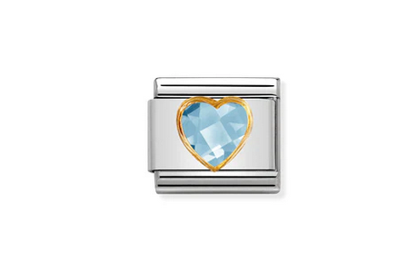 Light Blue Faceted Heart Charm