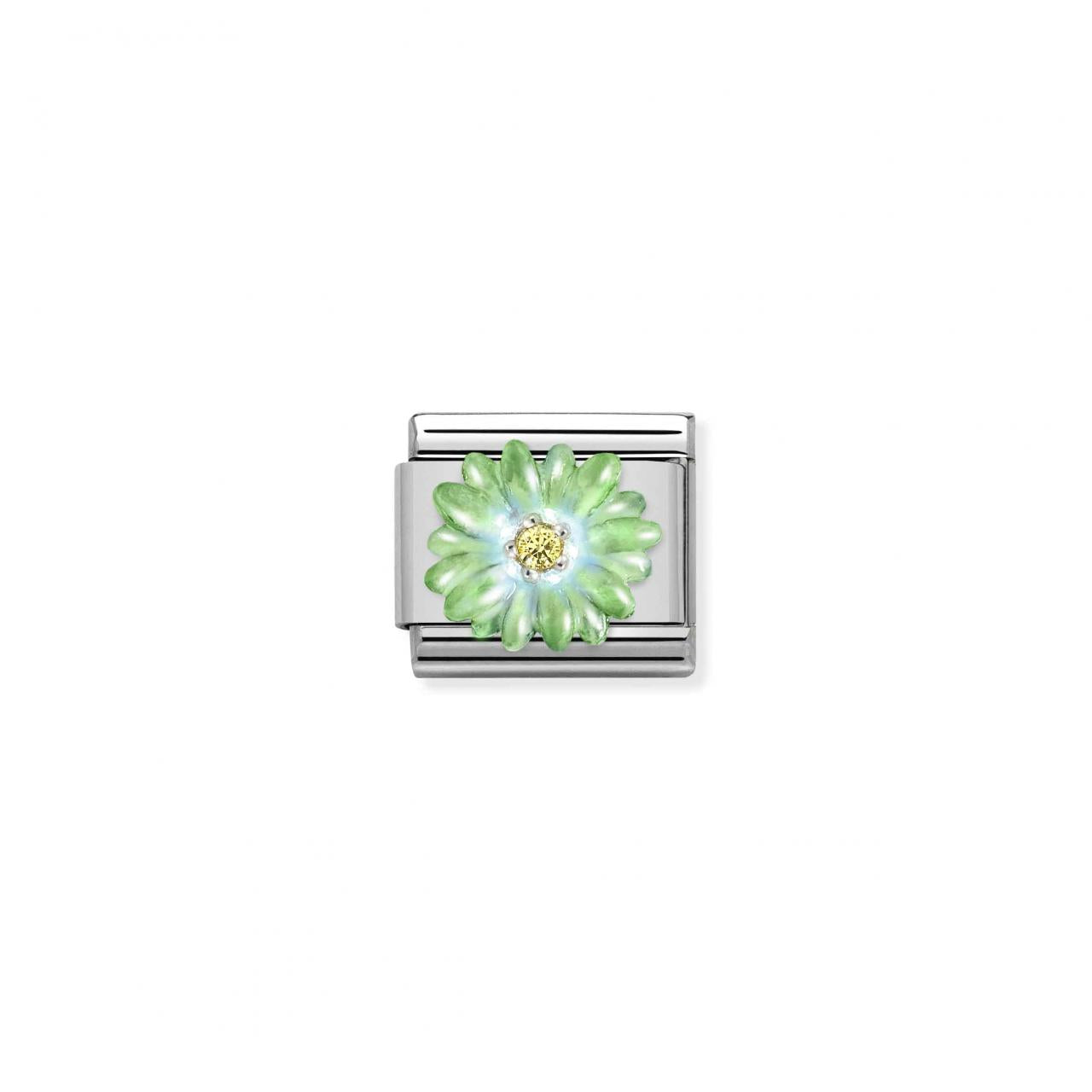 Green enamel flower Charm