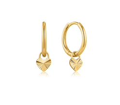 Gold Heart Padlock Huggie Hoop Earrings