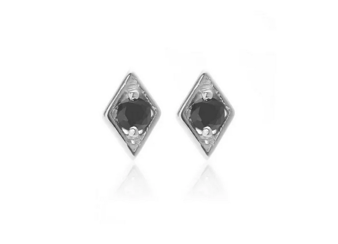 Superfine / Earrings / Keepsake Studs / Black Spinel + Silver