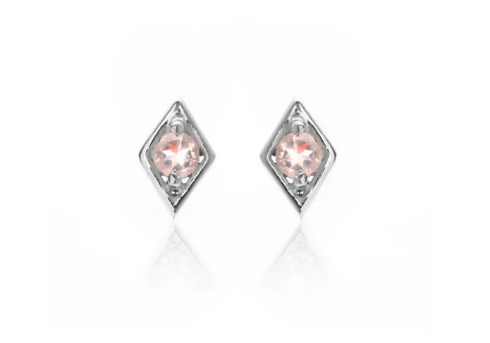 Superfine / Earrings / Keepsake Studs / Rose Quartz + Silver