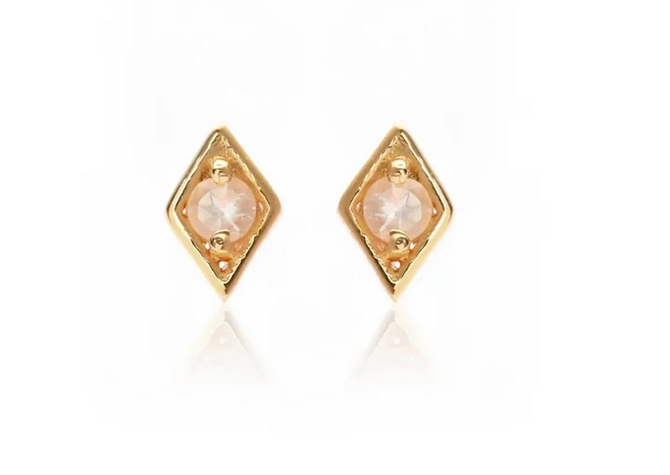 Superfine / Earrings / Keepsake Studs / Rose Quartz + Gold