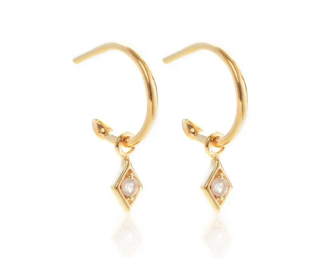 Superfine / Earrings / Keepsake Hoop / Rose Quartz + Gold