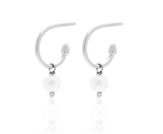 Pearl hoop earrings with removable mini freshwater pearls- SS