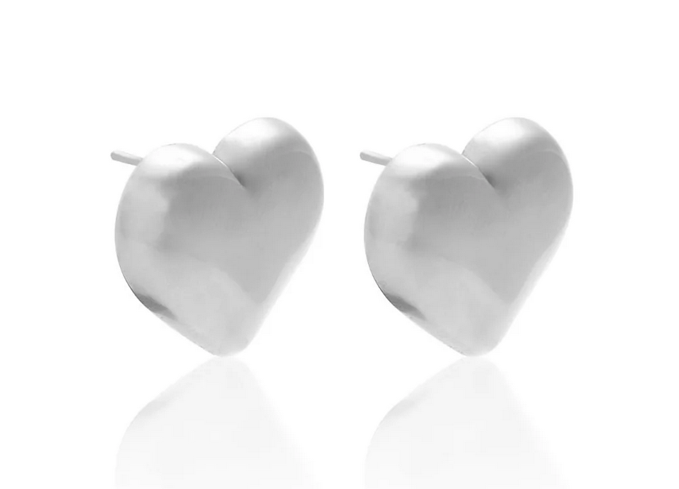 Large puffed heart earrings - SS