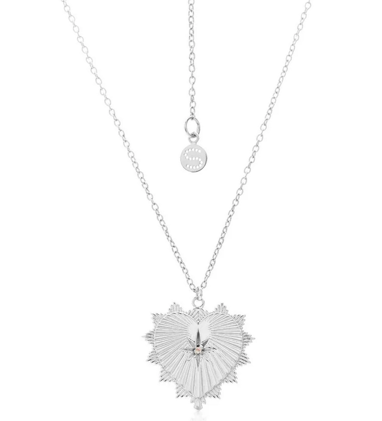 Radiating heart pendant with rose quartz  - RP