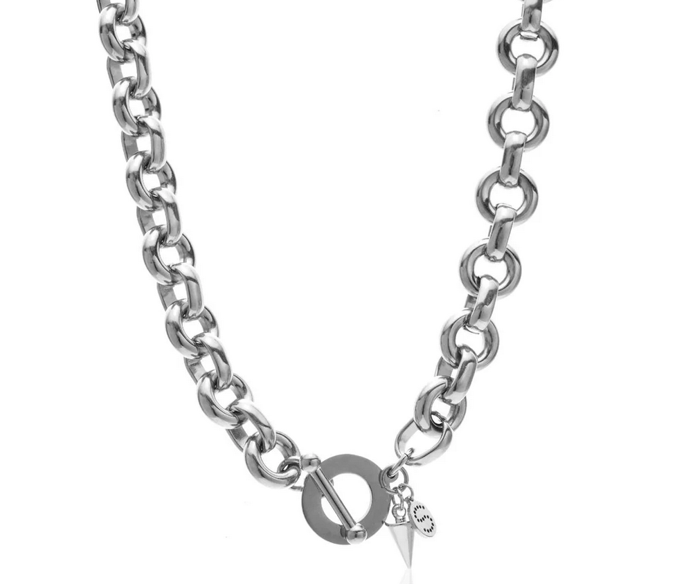 Heirloom necklace with toggle, spike and S charm.
