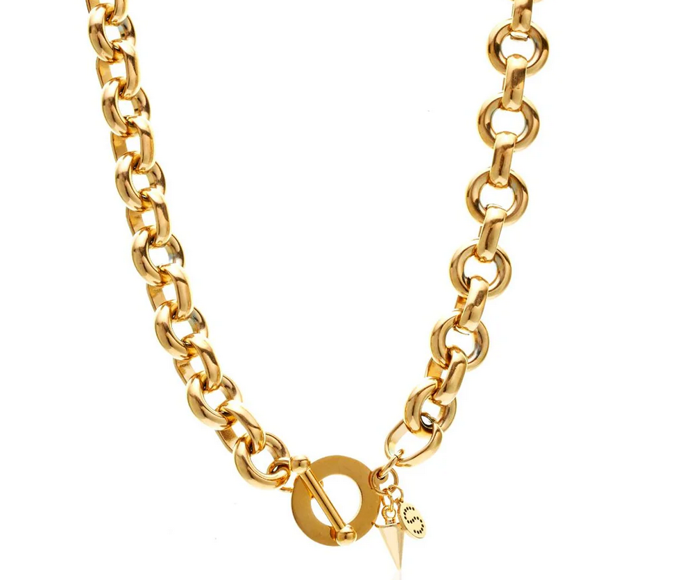 Heirloom Necklace with Toggle, Spike and S charm. Stainless steel - GP