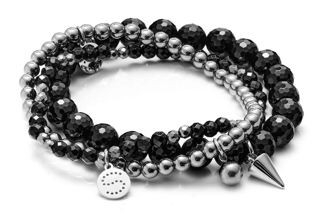 Charme / Bracelet Trio / Black Onyx + Silver