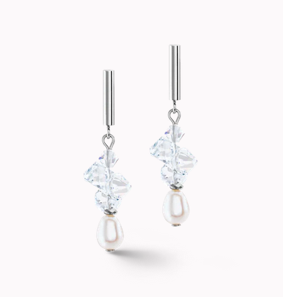Dancing Crystals & Pearls silver Earrings