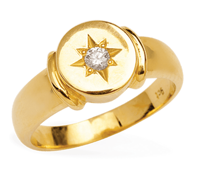 9ct Yellow Gold Diamond Signet Ring