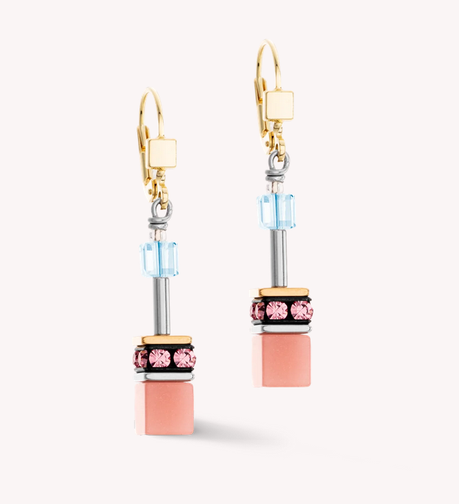 Aqua-apricot earrings