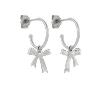 Bow Hoop Earrings  - Silver
