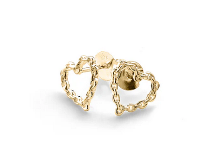 Chain Heart Earrings -18k GP
