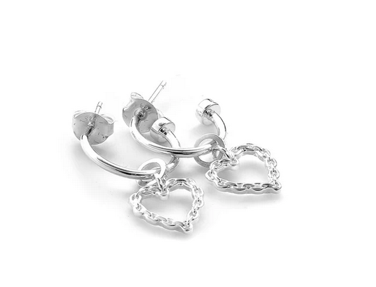 Chain Heart Sleeper Earrings - SS