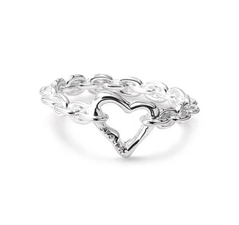 Melted Heart Chain Ring - Size Q
