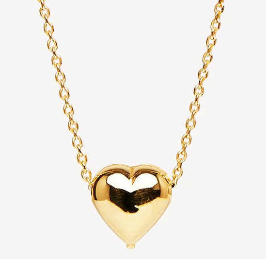 Puff Heart Threaded on Chain - SSGP - 45cm