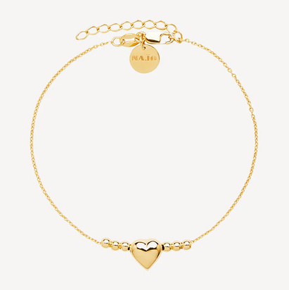 Puff Heart bracelet - Round beads -SSGP