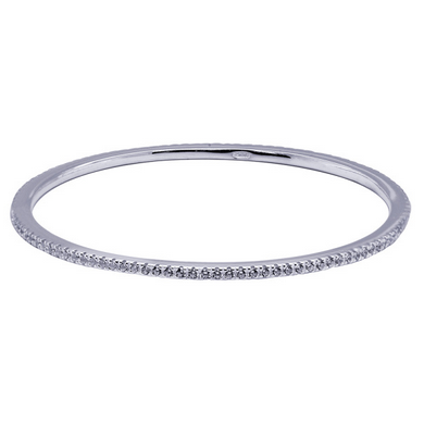 Silver Oval Bangle with CZs