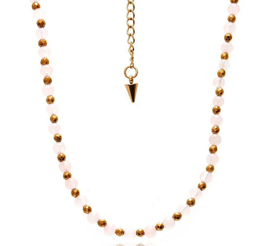 Rose / Necklace / Rose Quartz + Gold