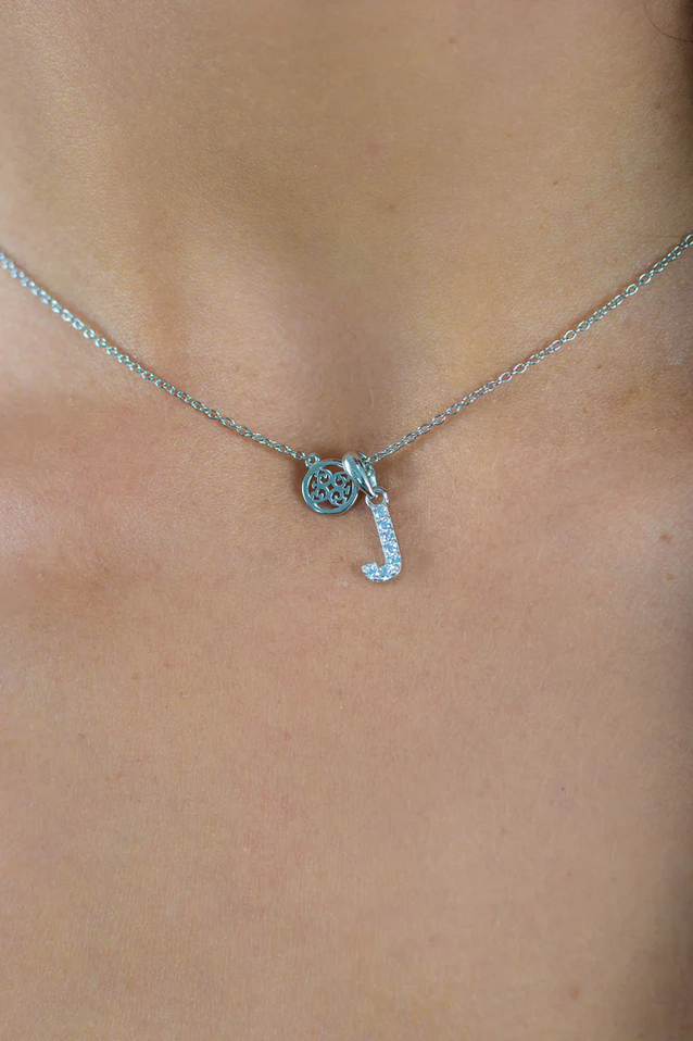 Luxury Letter "J" initial Pendant -SS