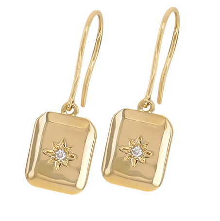 9ct YG Octagonal Diamond Earrings