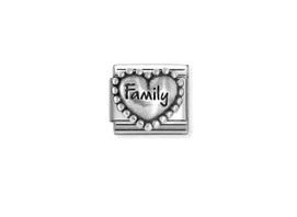Family Engraving Silver Heart Charm